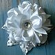 Elegant white bowknot flower in school, on holiday, Hairpins and elastic bands for hair, Belgorod,  Фото №1