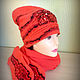 Accessories kits: Red set with sequins, Headwear Sets, Votkinsk,  Фото №1