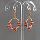 Russian beaded Hoop Earrings, Gold Slavic earrings with Coral. Congo earrings. Nibelung Design Beadwork. Online shopping on My Livemaster.  Фото №2