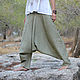 Khaki Linen Harem Pants with pockets. Pants. SHANTIMA. My Livemaster. Фото №4