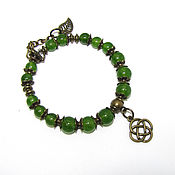 Украшения handmade. Livemaster - original item Green Stones bracelet, Happiness Knot pendant. Handmade.