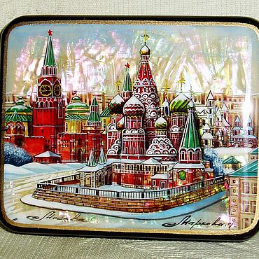 Для дома и интерьера ручной работы. Ярмарка Мастеров - ручная работа Москва Шкатулка Роспись Перламутр Лаковая Коробка. Handmade.