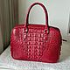 Классическая сумка из кожи крокодила винного цвета. Классическая сумка. Chic bags. Ярмарка Мастеров.  Фото №4