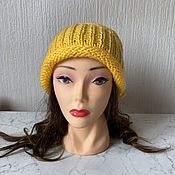 Аксессуары handmade. Livemaster - original item Knitted yellow hat with a bow. Handmade.