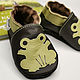 Dark brown Baby shoes, Frog Slippers, Leather Baby moccasins, Babys bootees, Kharkiv,  Фото №1