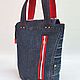 Джинсовая сумка-Тоут "Алый акцент". Классическая сумка. Jeans bags by Anna. Ярмарка Мастеров.  Фото №7