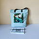 Mint Lotus Beach Bag Summer Shopper Lightweight Shoulder Bag, Beach bag, Mytishchi,  Фото №1