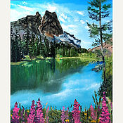 Картины и панно handmade. Livemaster - original item Painting Landscape with a mountain lake 