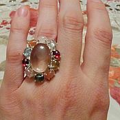 Украшения handmade. Livemaster - original item Flower ring in 925 silver with semiprecious stones. Handmade.