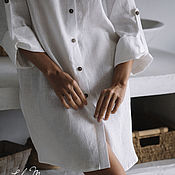 Одежда handmade. Livemaster - original item Women`s Long White Linen Shirt. Handmade.