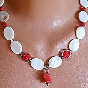 Украшения handmade. Livemaster - original item Necklace - Mother of Pearl and Coral 