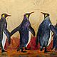 Painting penguins on the background of a golden sunset 60 by 70 cm potal. Pictures. paintmart (oikos). My Livemaster. Фото №5