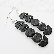 Украшения handmade. Livemaster - original item Moon Phases Earrings Black Polymer Clay Moon Earrings Gothic. Handmade.