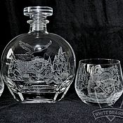 Посуда handmade. Livemaster - original item A pack of wolves. A damask and a couple of glasses.. Handmade.