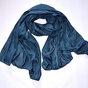 Аксессуары handmade. Livemaster - original item Stole silk blue women`s wide hijab sheila azra. Handmade.