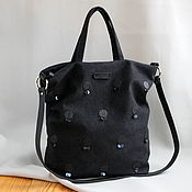 Сумки и аксессуары handmade. Livemaster - original item Copy of Copy of Cloth shopping bag with leather. Handmade.