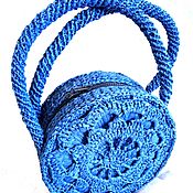 Сумки и аксессуары handmade. Livemaster - original item Blue round raffia bag. Handmade.