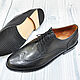 Derby with brogation, made of genuine leather, black color!. Derby. SHOES&BAGS. My Livemaster. Фото №5