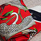 Red neck scarf ' Cranes'. Shawls1. Platkoffcom. Online shopping on My Livemaster.  Фото №2