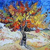 Картины и панно handmade. Livemaster - original item Oil painting on grounds. Vincent Van Gogh. Mulberry tree. Handmade.