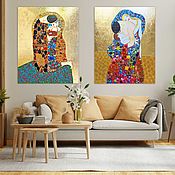 Картины и панно handmade. Livemaster - original item Two paintings by Gustav Klimt Kiss, Family (Dad, Mom, baby). Handmade.