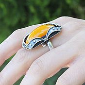 Украшения handmade. Livemaster - original item Ring with amber in 925 silver ALS0027. Handmade.