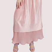 Одежда handmade. Livemaster - original item Skirt pink powder satin chiffon floor length. Handmade.