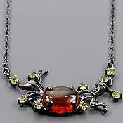 Украшения handmade. Livemaster - original item Handmade necklace made of 925 silver with natural amber and chrysolites. Handmade.