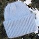  Вязаная шапка женская с отворотом голубого цвета. Шапки. Ирина (samknitting). Интернет-магазин Ярмарка Мастеров.  Фото №2