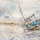 painting watercolor Silver sunrise (blue, turquoise, light gray), Pictures, Smolensk,  Фото №1