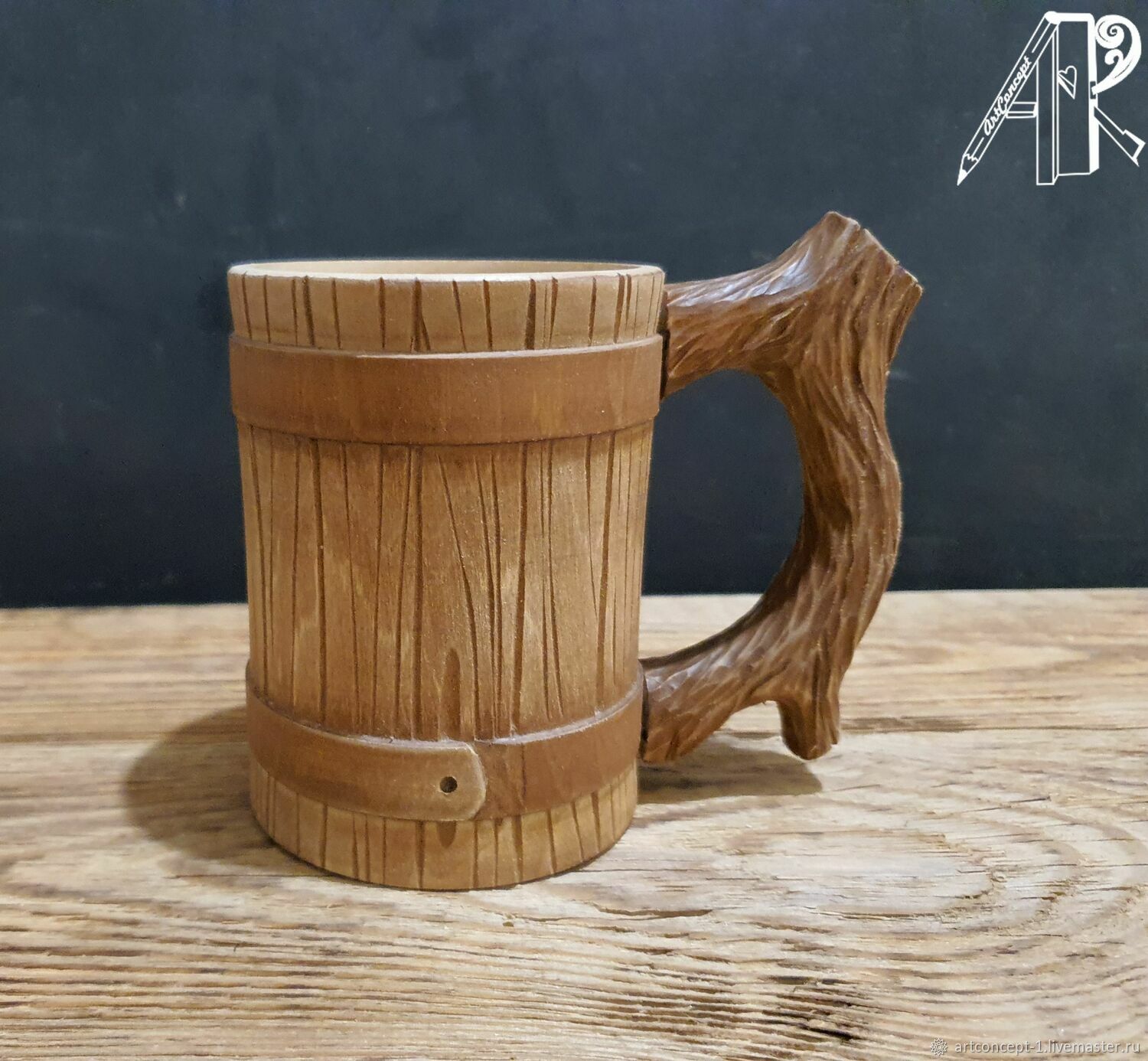 Wooden beer mug 'Lesnaya'. Hand carved, Mugs and cups, Ryazan,  Фото №1