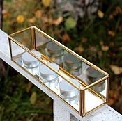 Для дома и интерьера handmade. Livemaster - original item Brass candle holder for tea lights. Glass, gold brass, mirror. Handmade.