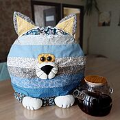Посуда handmade. Livemaster - original item Hot water bottle for kettle /saucepan Blue Provencal cat. Handmade.
