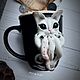 Order Cthulhu cat mug with polymer clay decor handmade. Aku_Inaki Мастер Игрушечник. Livemaster. . Mugs and cups Фото №3