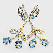 Украшения handmade. Livemaster - original item 925 Sterling Silver cherry Earrings with natural blue Topaz. Handmade.