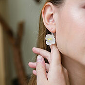Украшения handmade. Livemaster - original item Bridal floral earrings, Wedding white earrings, Bridal silver earrings. Handmade.