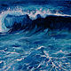 Painting sea foam, oil, hardboard 35h50, Pictures, Moscow,  Фото №1