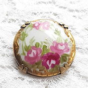 Винтаж handmade. Livemaster - original item Silver rose brooch,19th century,porcelain,hand painted,silver. Handmade.
