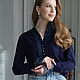 Women's blouse made of ROYAL LACE Blue cotton with sleeve, Blouses, Moscow,  Фото №1