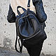 Рюкзак кожаный Minimal maxi С066 (черный, баклажан). Рюкзаки. INTENT. Интернет-магазин Ярмарка Мастеров.  Фото №2