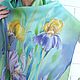 Batik scarf 'Irises' natural silk. Scarves. Handpainted silk by Ludmila Kuchina. My Livemaster. Фото №6