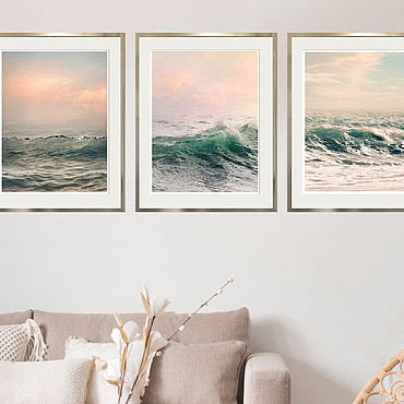 Картины и панно ручной работы. Ярмарка Мастеров - ручная работа Морской пейзаж Фото картины для интерьера Море волны Триптих на стену. Handmade.