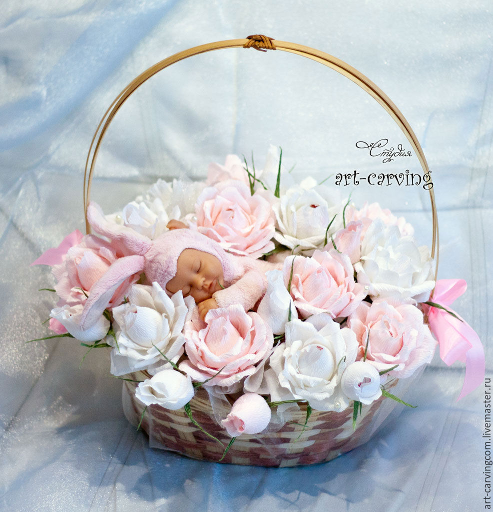 Открытки с цветами с новорожденным