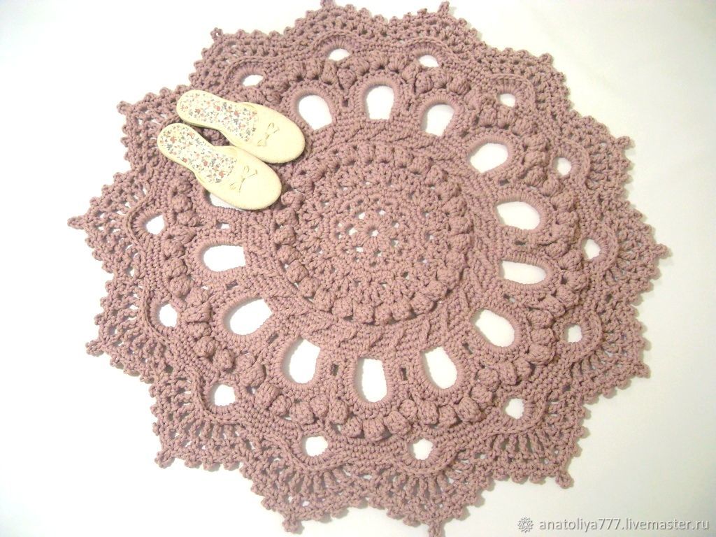 Carpet crocheted from a cord dusty rose Elite, Carpets, Kabardinka,  Фото №1
