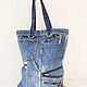 Shopping Bag Denim Women's Sports Bag with Long Handles. Shopper. Modern and vintage embroidery. My Livemaster. Фото №6