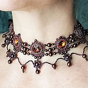 Украшения handmade. Livemaster - original item Necklace with crystals pearls Openwork Bordeaux. Handmade.
