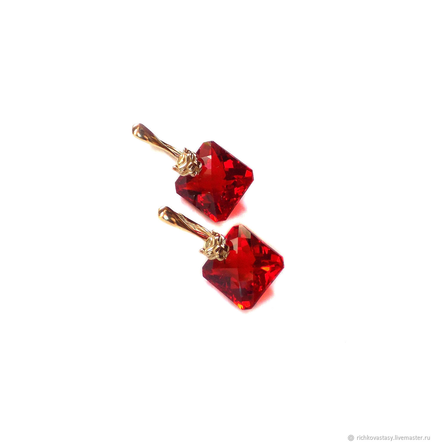 Leo Earrings Red Topaz Carat 25 40 Online On Livemaster With Earrings Handmade Livemaster Leo Red Topaz Carat 25