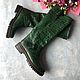 Order Boots 'Casual green crocodile' black sole, beige rant. Hitarov (Hitarov). Livemaster. . High Boots Фото №3