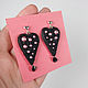 Embroidered pink pea Heart earrings, fashion earrings. Earrings. Zveva. My Livemaster. Фото №6