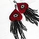 Burgundy heart earrings with eye symbols. Evening black earrings. Tassel earrings. Only_you_byElena. My Livemaster. Фото №5